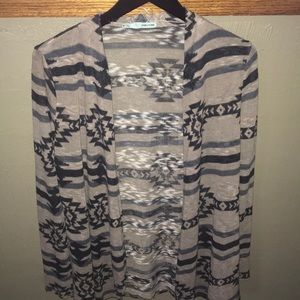 Open front cardigan with Aztec print